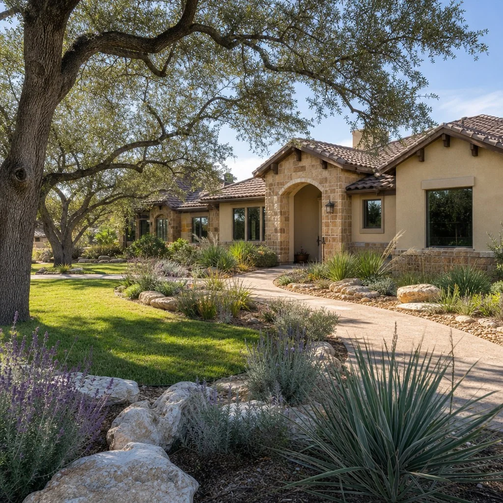 Hill Country acreage landscaping in Bulverde, Texas